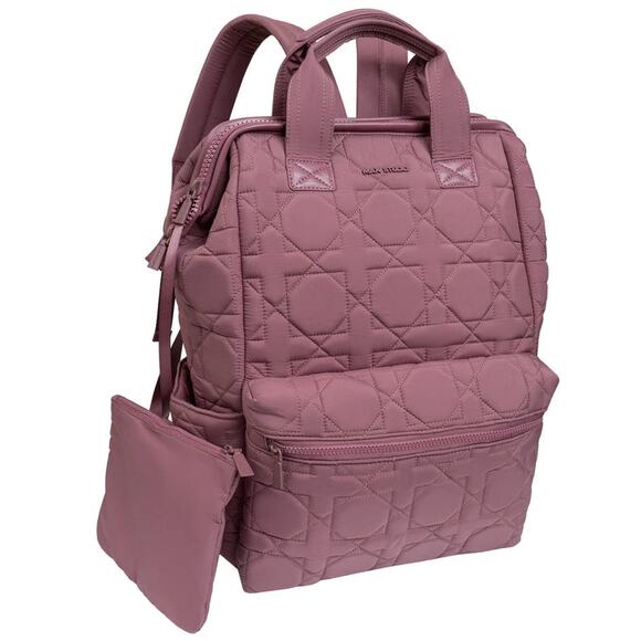 Max Studio Quilted Nylon Travel Backpack with Front Zipper Pocket – Pink – New - Picture 1 of 7